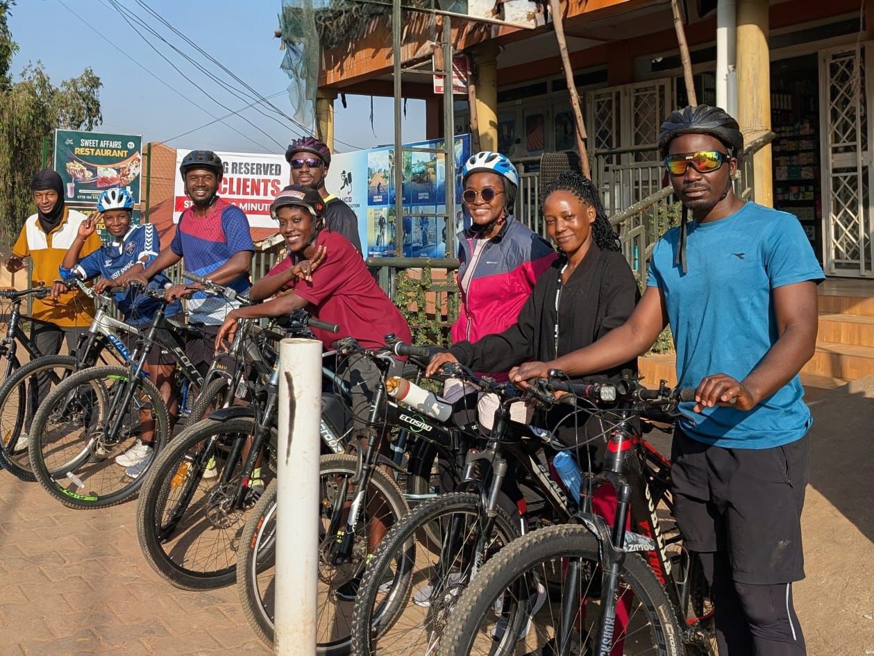 Ngalo cycling group riding a forest trail